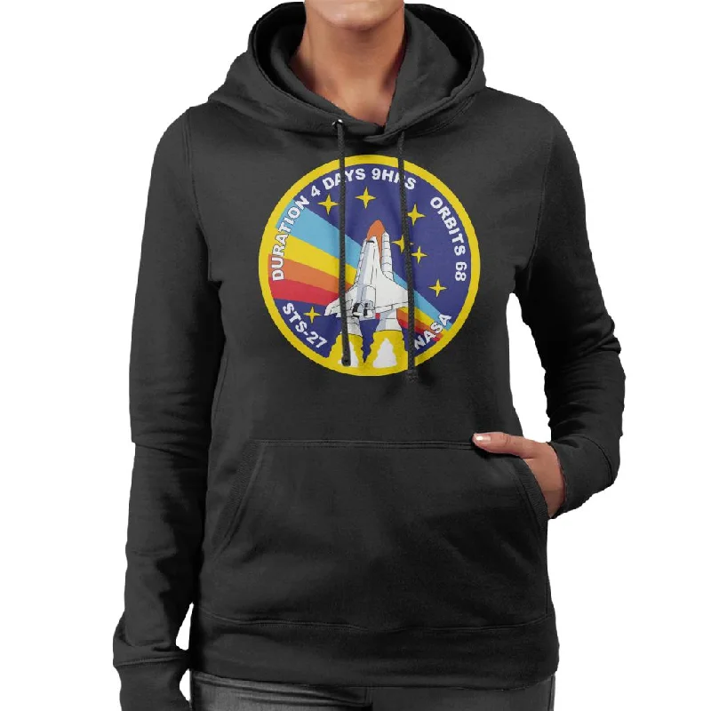 NASA STS 27 Atlantis Mission Badge Women's Hooded Sweatshirt Hoodie with Pastel Soft Subtle