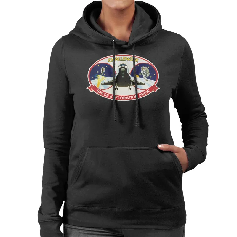 NASA STS 41B Challenger Mission Patch Women's Hooded Sweatshirt Hoodie with Hem Contrast Bold Stylish