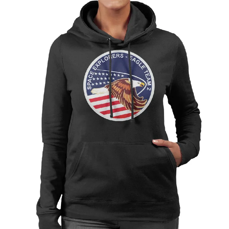 NASA STS 51I Space Shuttle Discovery Mission Patch Women's Hooded Sweatshirt Hoodie with Frayed Bohemian Relaxed