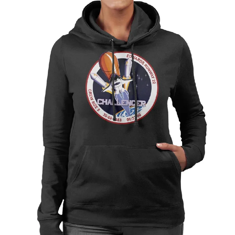 NASA STS 8 Challenger Mission Badge Women's Hooded Sweatshirt Hoodie with Longline Fit Extended Stylish