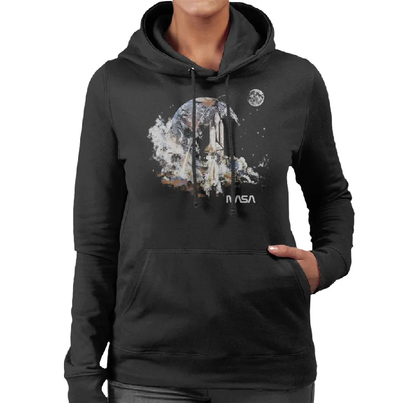 NASA Take Off Earth Montage Women's Hooded Sweatshirt Hoodie with Cropped Fit Short Trendy