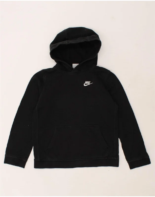 NIKE Boys Hoodie Jumper 12-13 Years Large Black Cotton Hoodie with Slim Fit Tailored Modern