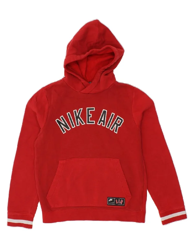 NIKE Girls Dri Fit Graphic Hoodie Jumper 12-13 Years Large Red Cotton Hoodie with Gradient Ombre Colorful