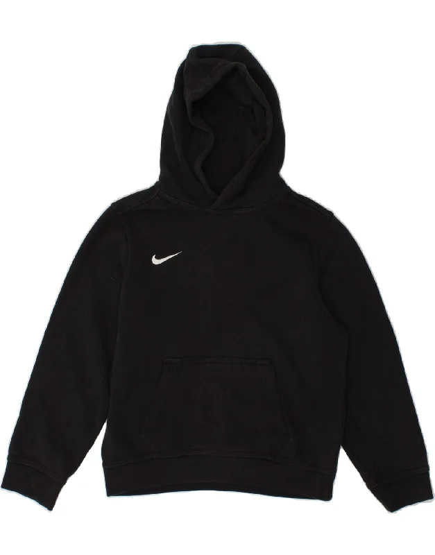 NIKE Girls Hoodie Jumper 8-9 Years Small Black Hoodie with High-Low Hem Asymmetrical Trendy