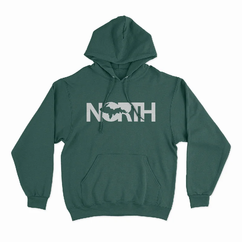 North - Unisex Hooded Sweatshirt Hoodie with Elastic Cuffs Stretchable Comfortable