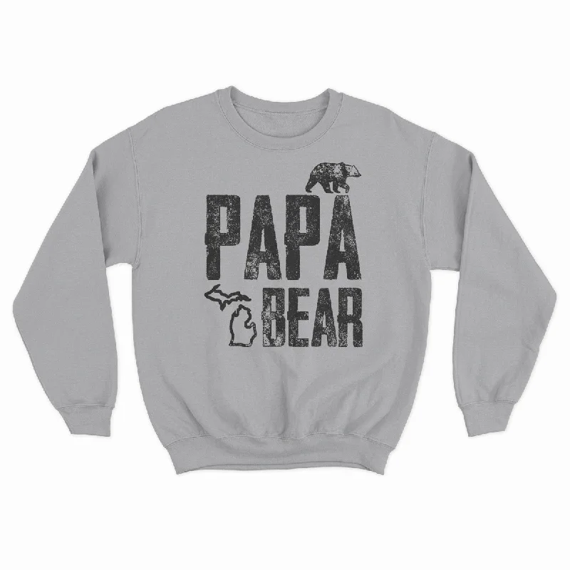 Papa Bear - Unisex Crewneck Sweatshirt Hoodie with Ribbed Hem Stretchable Secure