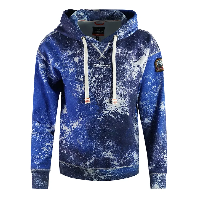 Parajumpers Cher Blue Snow Print Hoodie Hoodie with Hem Drawcord Adjustable Customizable