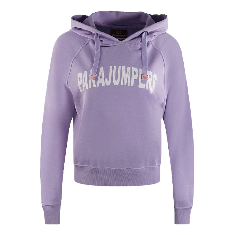 Parajumpers Hoody Plain Purple Crop Hoodie Hoodie with Back Slit Movement Comfort