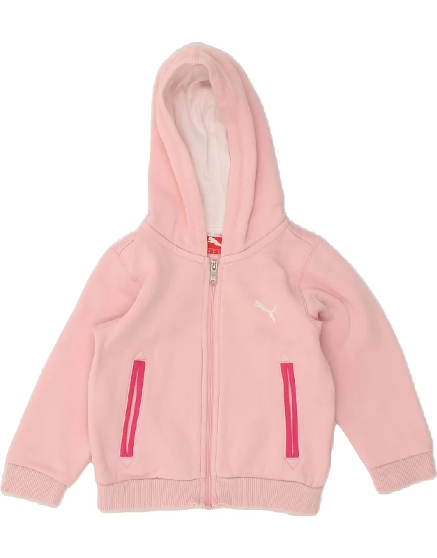 PUMA Baby Girls Zip Hoodie Sweater 12-18 Months Pink Cotton Hoodie with Pocket Utility Practical