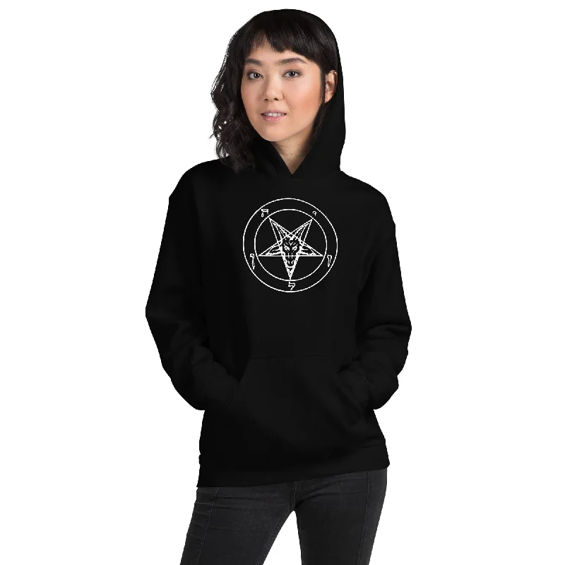 Sigil of Baphomet Occult Symbol on Black Women's Hoodie Sweatshirt Hoodie with Velcro Closure Adjustable Secure