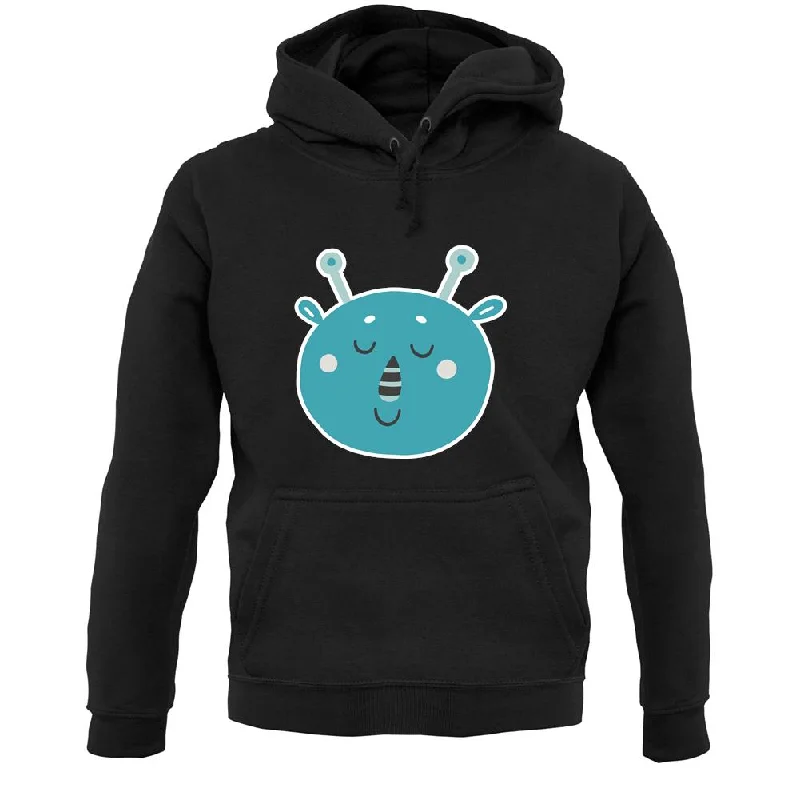 Smiley Face Martian Unisex Hoodie Hoodie with Hem Elastic Stretchable Comfortable