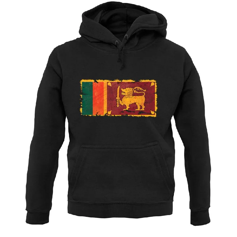 Sri Lanka Grunge Style Flag Unisex Hoodie Hoodie with Zipper Placket Modern Functional