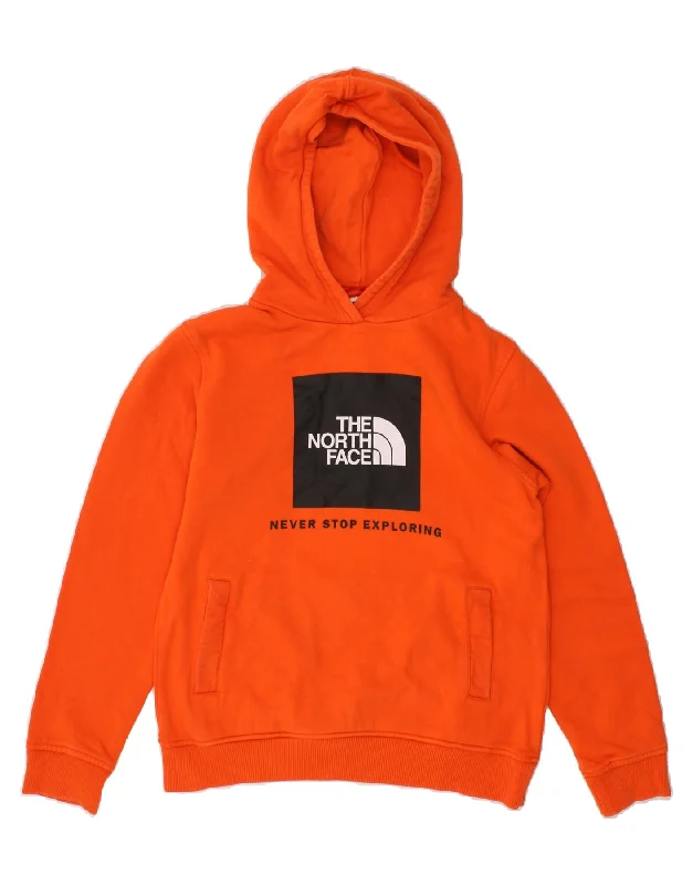 THE NORTH FACE Boys Graphic Hoodie Jumper 11-12 Years Large Orange Hoodie with Zipper Versatile Modern