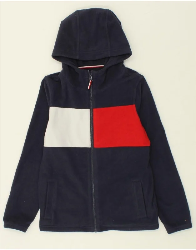 TOMMY HILFIGER Boys Graphic Zip Hoodie Sweater 11-12 Years Navy Blue Hoodie with Magnetic Closure Innovative Modern