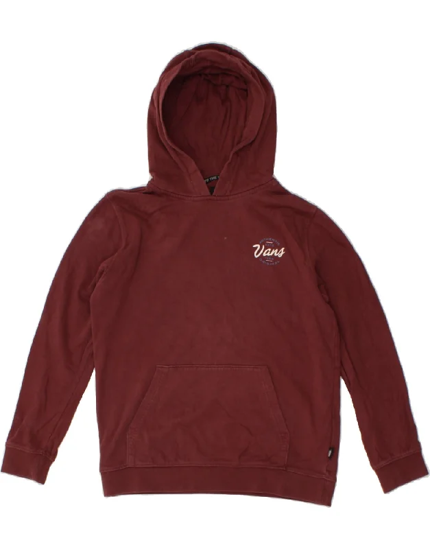 VANS Womens Graphic Hoodie Jumper UK 16 Large Maroon Cotton Hoodie with Magnetic Closure Innovative Modern