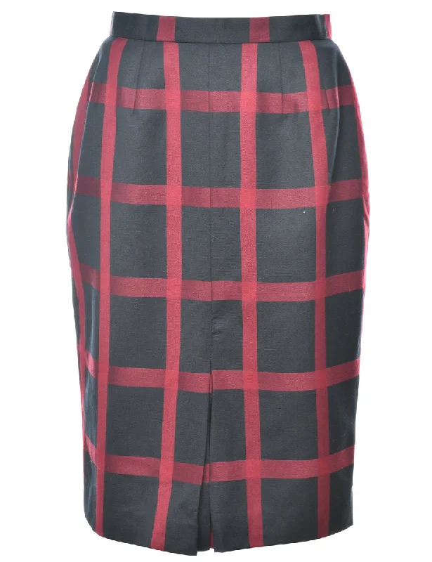 Checked Knee Length Skirt - S summer skirt style