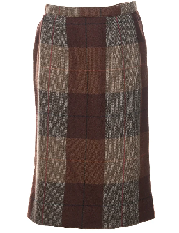 Checked Maxi Skirt - M cotton skirt soft