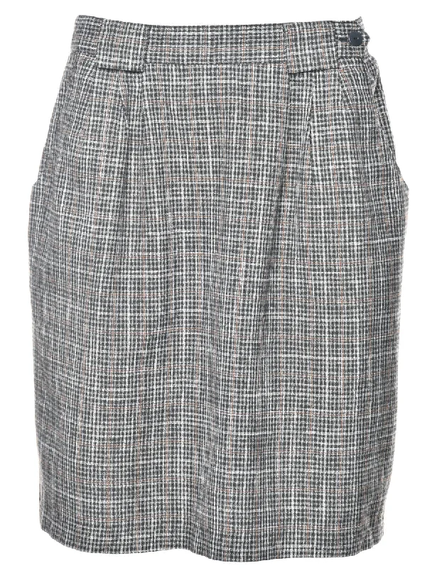 Checked Midi Skirt - M a-line skirt cut