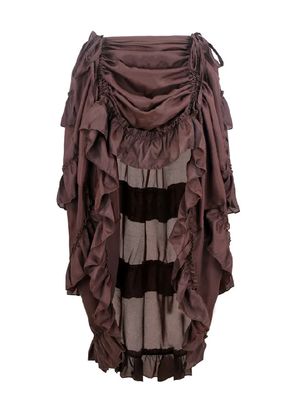 Steampunk Plus Size Gothic High Low Ruffle Skirt modal blend skirt