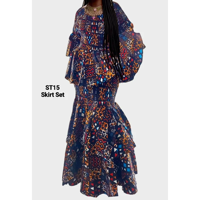 African Ankara Maxi Skirt Set -:2 piece set boho skirt vibe