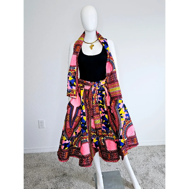 African Dashiki Print Maxi Skirt Free size- STRETCH FITS M TO 2XL leather skirt bold