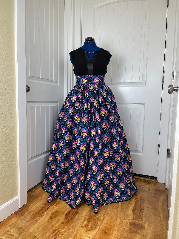 African skirt/Danshiki skirt/Ethnic skirt/ Pink and blue  skirt/African skirt for sale/African women clothing/Ankara skirt/Maxi skirt/TK75 wool skirt sturdy