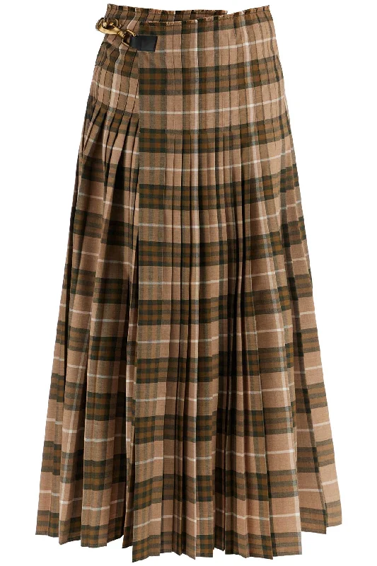 Ered Wool Blend Maxi Kilt Skirt relaxed fit skirt