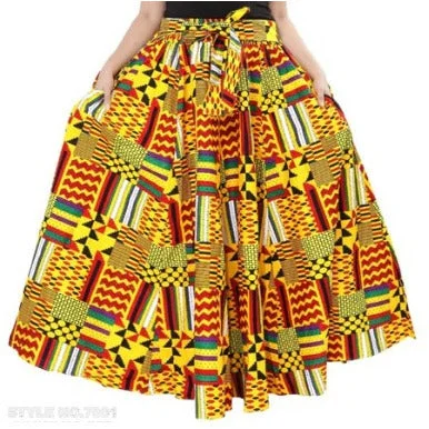 Ethnic African Print Maxi Skirt Free size- STRETCH FITS M TO 2XL leather skirt durable