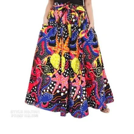 Ethnic African Print Maxi Skirt Free size- STRETCH FITS M TO 2XL denim skirt casual