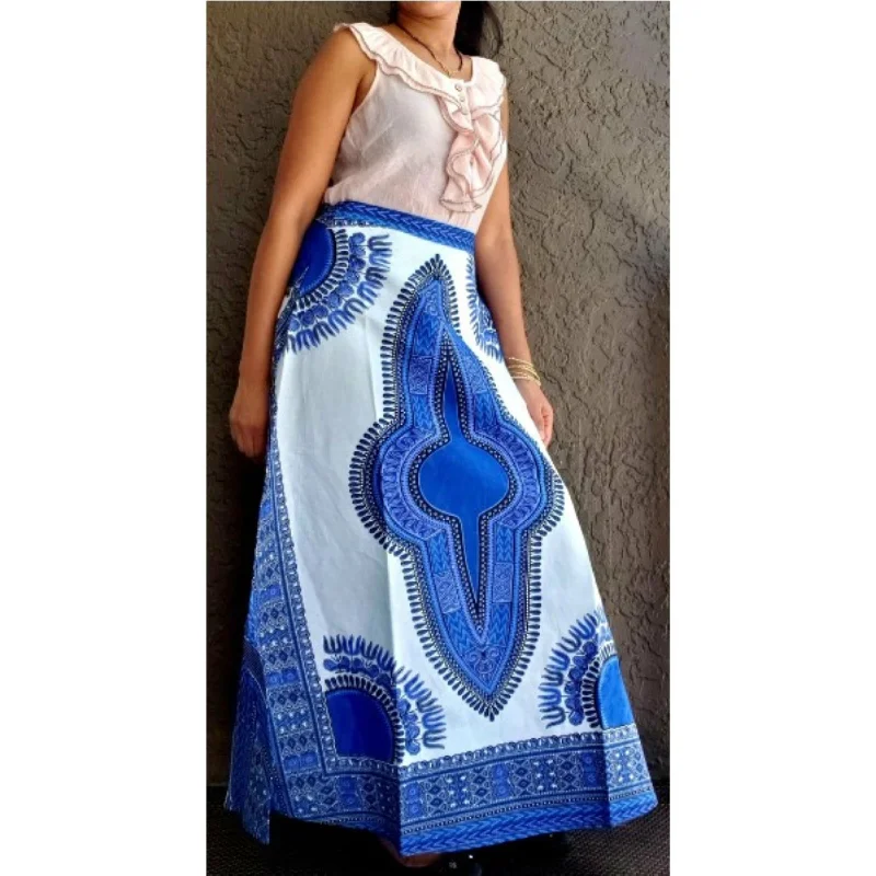 Ethnic African Print Wrap Maxi Skirt Free size wool skirt warm