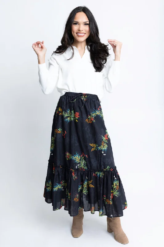 Floral Poplin Maxi Skirt wrap skirt elegant