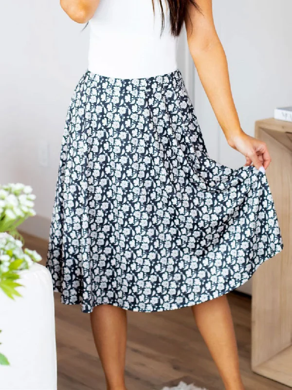 Floral Silhouette Laura Skirt wool skirt sturdy