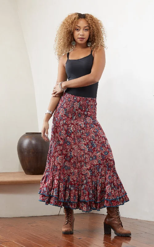 Macarena Skirt, Long, Gypsy Red wool skirt breathable