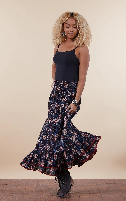 Macarena Skirt, long, Midnight Floral breathable skirt fabric