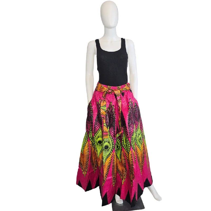 Peacock Maxi skirt silk skirt lustrous