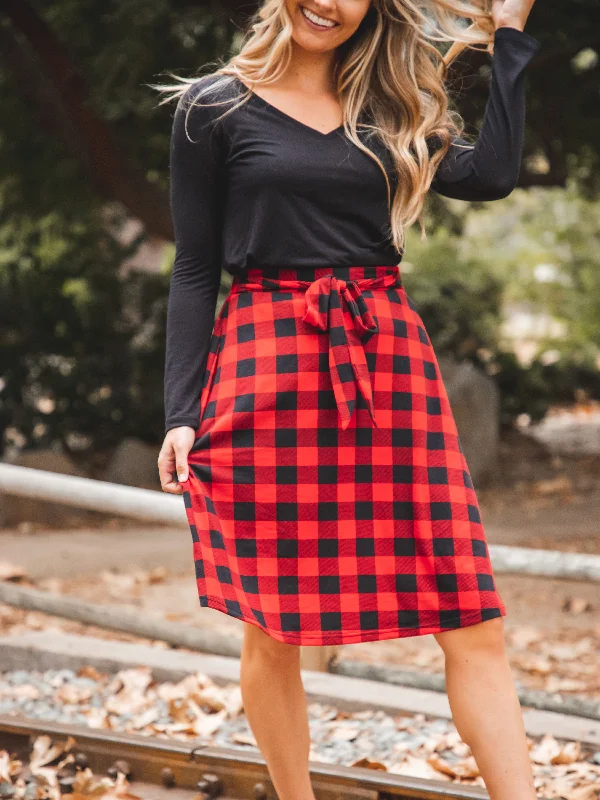 Plaid Eden Tie Belt Skirt spandex blend skirt