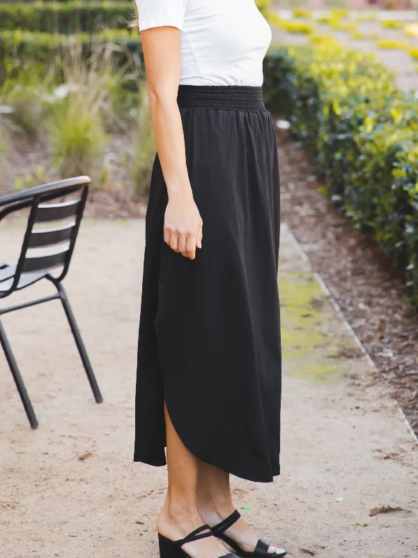 Scoop Hem Ruched Waist Naomi Skirt linen skirt light