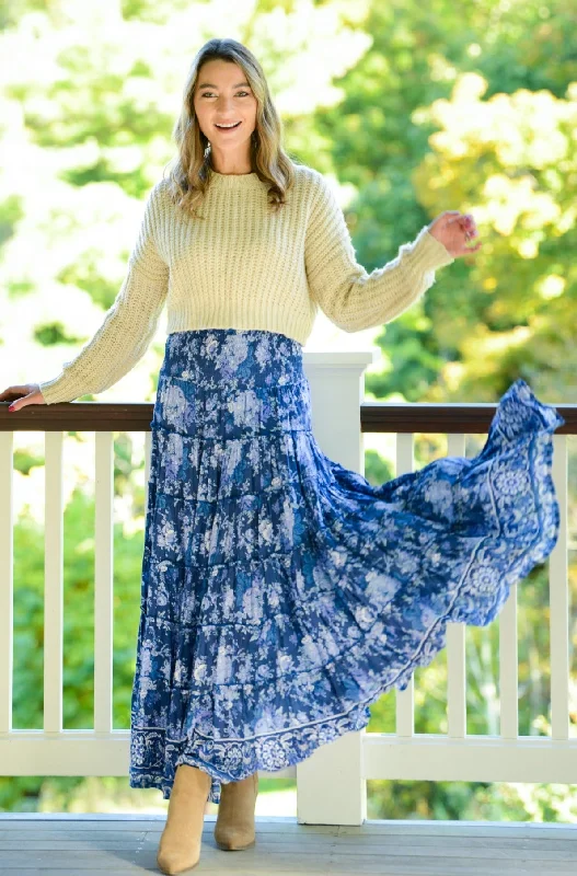 Sundance Maxi Skirt / English blue corduroy skirt cozy