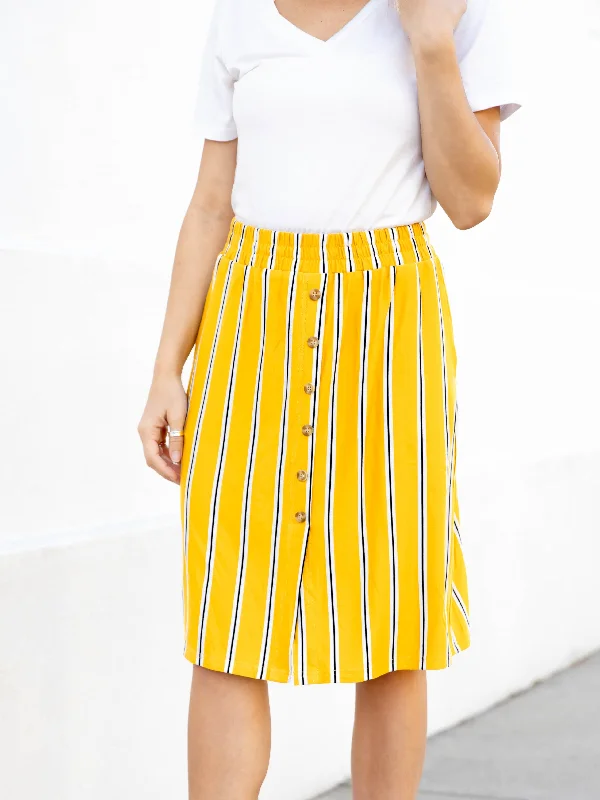 Striped Button Detail Hazel Skirt ribbed skirt waist