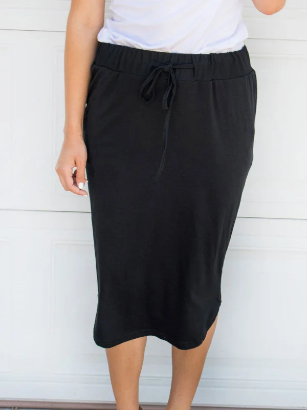 Tie Waist Laidback Midi Skirt vintage skirt charm