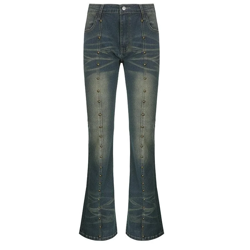 High rise beaded contrast flared jeans Elegant Raw Hem Jeans