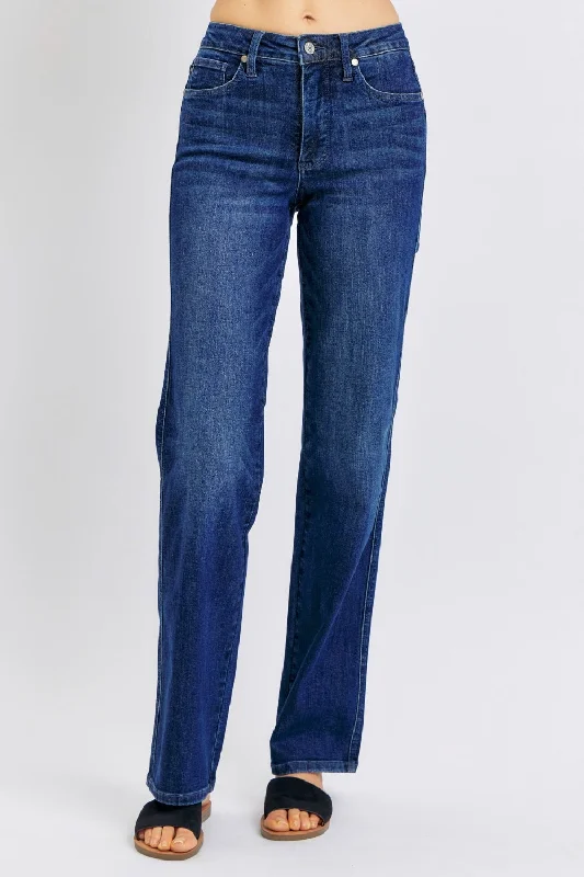 Judy Blue Full Size High Waist Tummy Control Straight Jeans Casual Straight-Leg Jeans