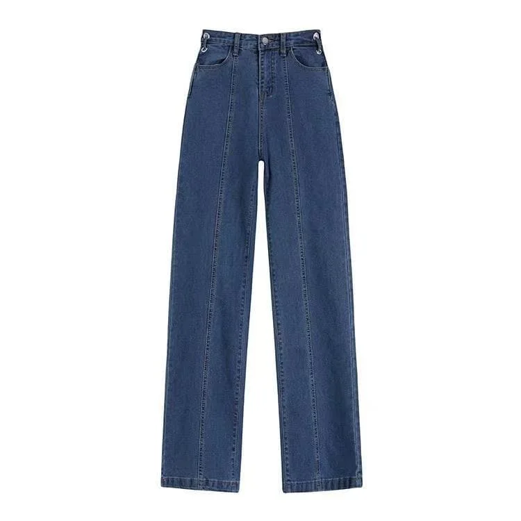 Lace up self tie straight leg high rise raw hem jeans Comfortable Ankle Jeans