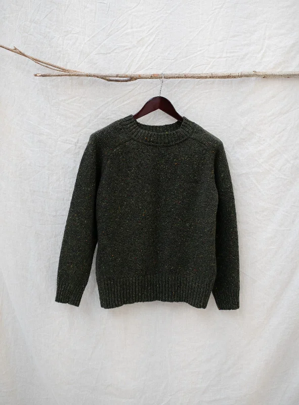 Donegal Merino Wool Sweater in Forest Layered Multi-layer Single Layer