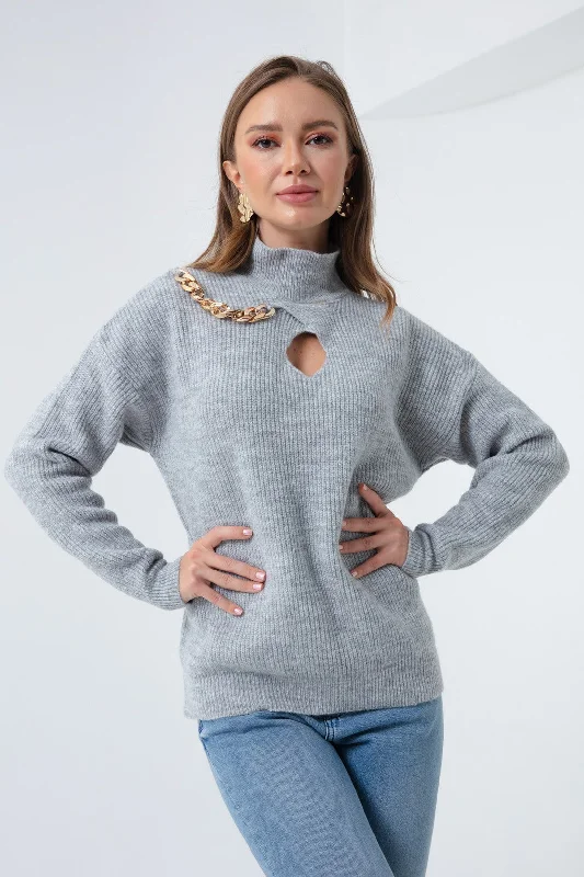 Female Chain Shardon Knitwear Sweater Fleece Sweater Nylon Polyester