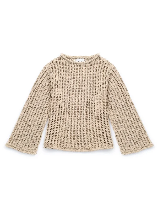 LEILA Open-knit sweater beige Mesh Sweater Canvas Denim