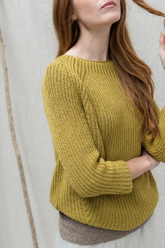The Claife Organic Cotton Fisherman Rib Sweater in Old Gold Cashmere Blend Cotton Blend Poly Blend The Claife Organic Cotton Fisherman Rib Sweater in Old Gold Cashmere Blend Cotton Blend Poly Blend