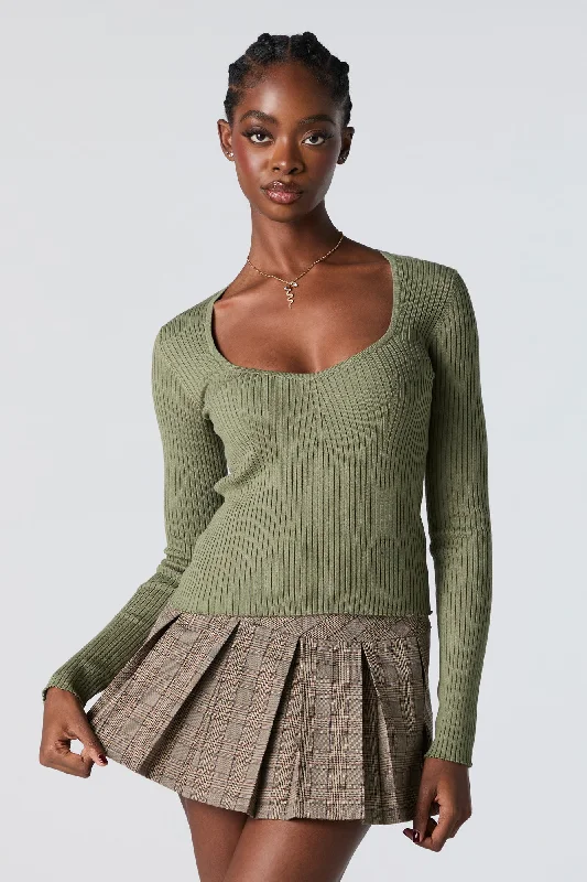 Ribbed Knit Sweetheart Sweater Silk Blend Satin Velvet