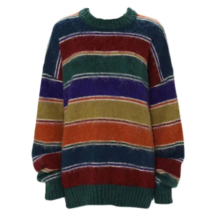 Teenage Dream Striped Sweater High Neck Crew Neck V-Neck