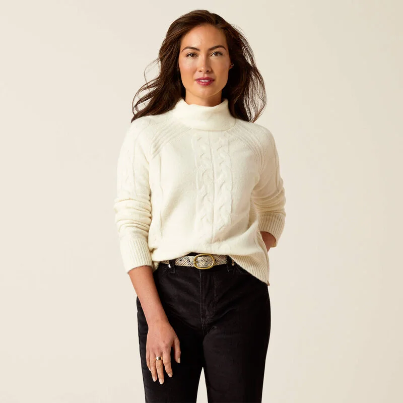 Women's Novato Sweater - Vanilla Ice Mesh Blend Leather Blend Suede Blend